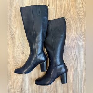Cole Haan Black Leather Knee High Block Heel Boots Size 6B